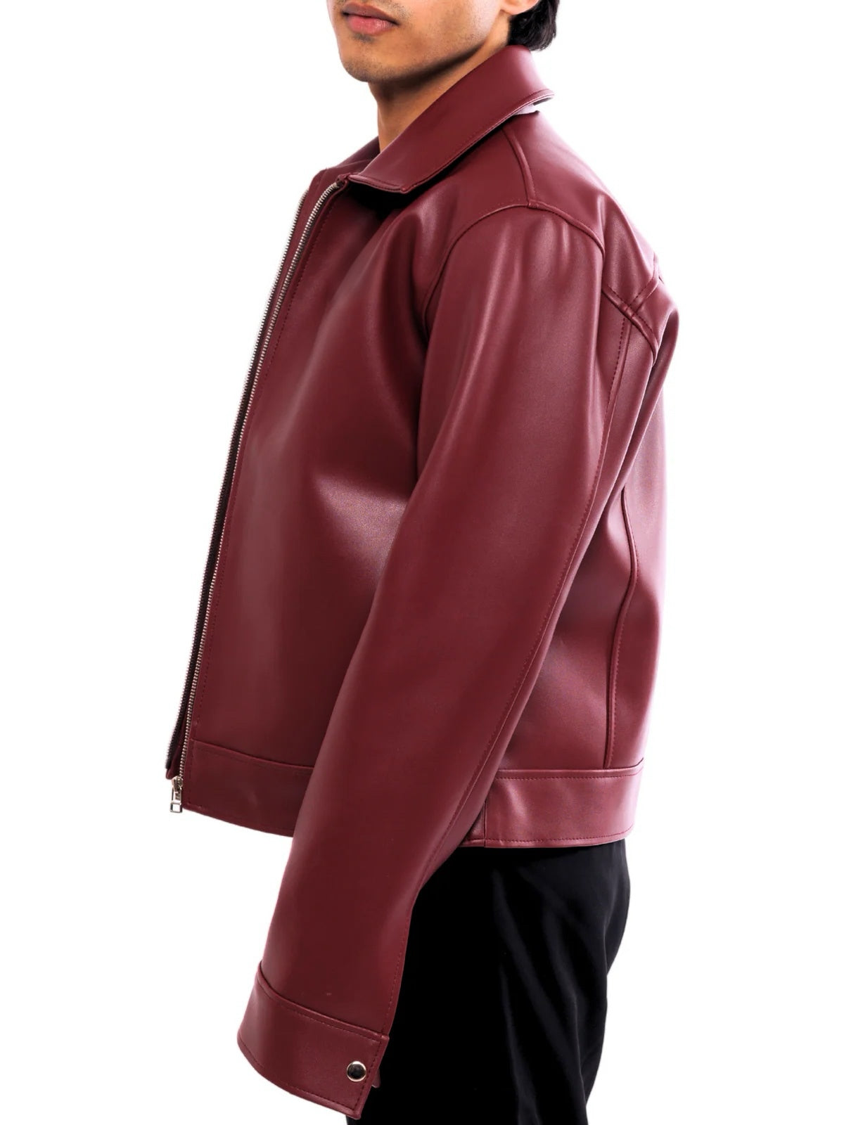 Urban Tone Cherry Red Faux Leather Jacket From | Studio Fashion |