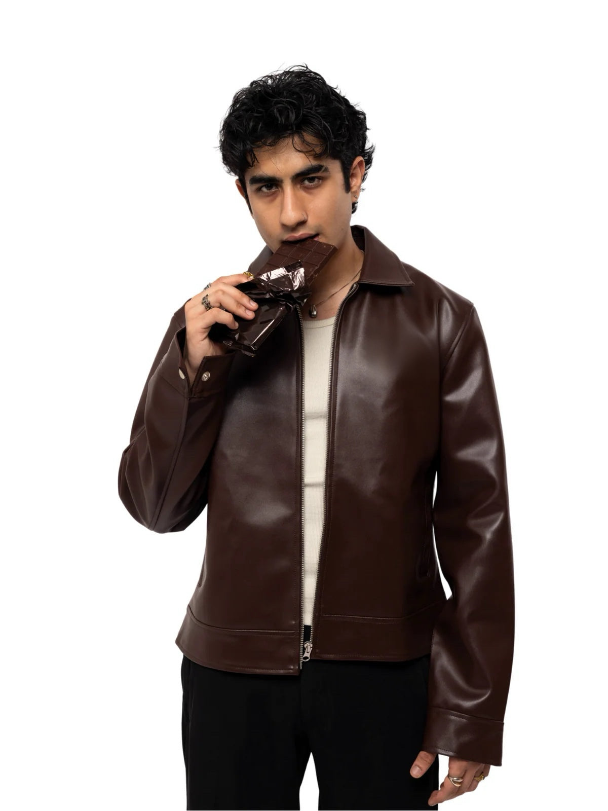 Urban Tone Dark Brown Faux Leather Jacket From | Studio Fashion |