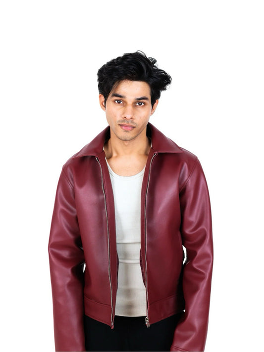 Urban Tone Cherry Red Faux Leather Jacket From | Studio Fashion |