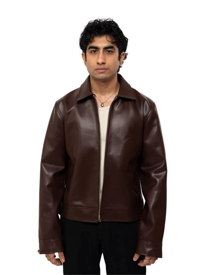 Urban Tone Dark Brown Faux Leather Jacket From | Studio Fashion |