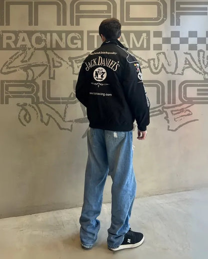 Jack Danieľ's Racing Jacket - Premium Black NASCAR-Inspired Streetwear Jacket for Men