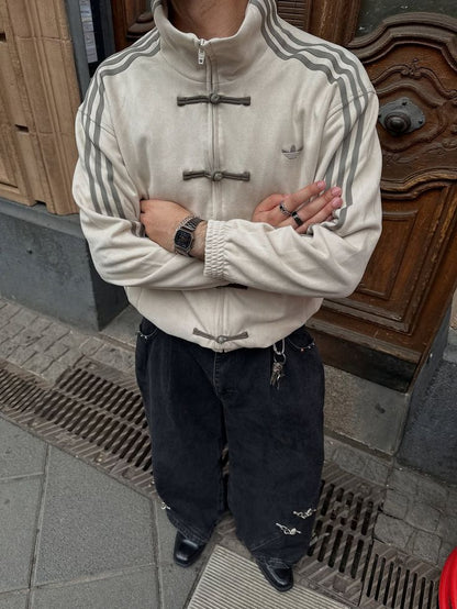 CNY-Inspired Streetwear Jacket Suede Finish Off White