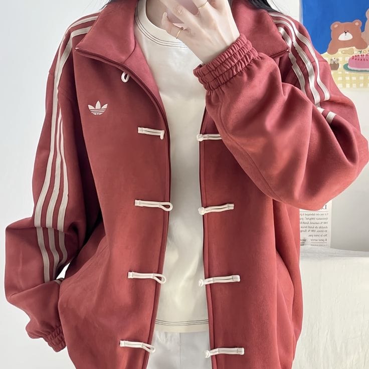 CNY-Inspired Streetwear Jacket – Maroon Suede Finish