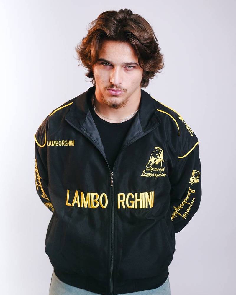 Lamborghini Motorsport Black Windbreaker Jacket - Premium Embroidered Logo Edition