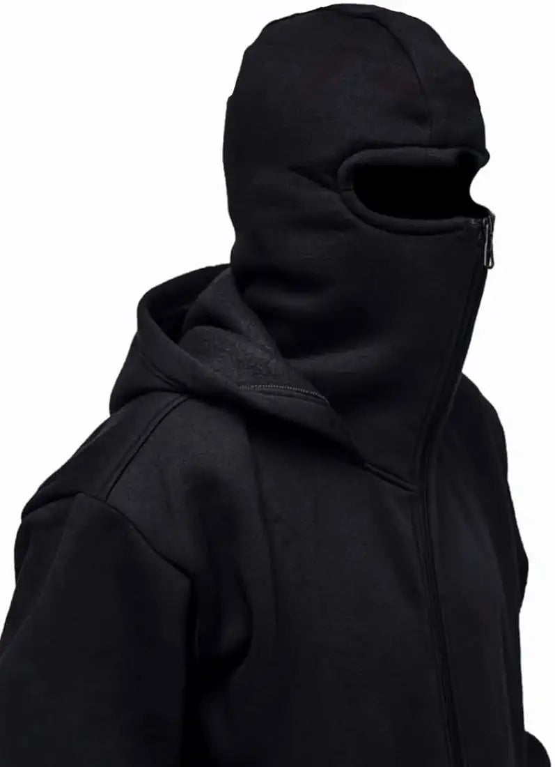 Full-Zip Balaclava Hoodie – Heavyweight Oversized Fleece Zip-Up with Integrated Face Cover