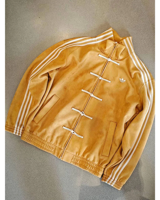 CNY-Inspired Premium Gold Suede Streetwear Jacket – Gen Z Quiet Hype